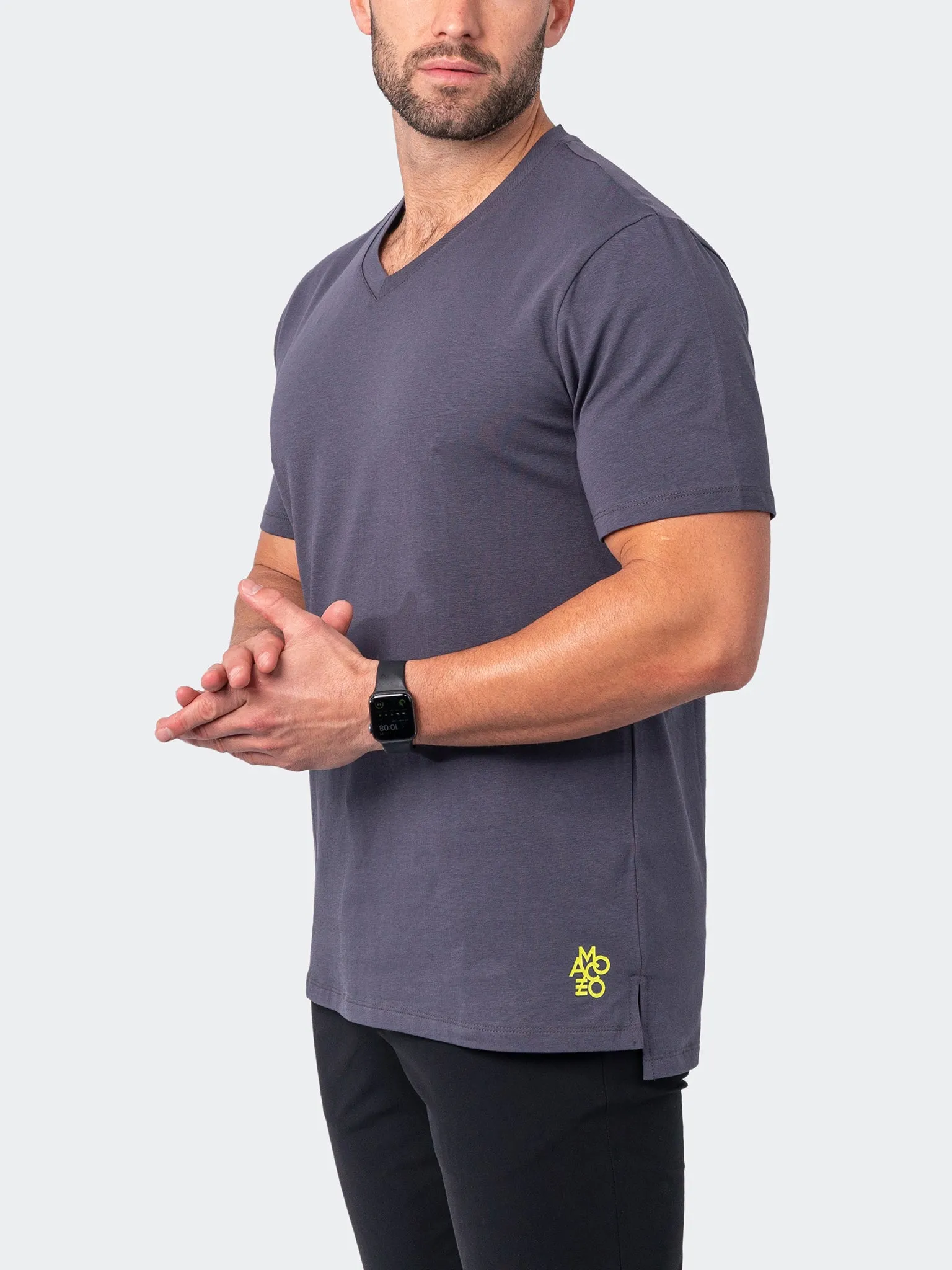 Maceoo Stretch Short-Sleeve Tshirts | V-Neck VivaldiCore Grey