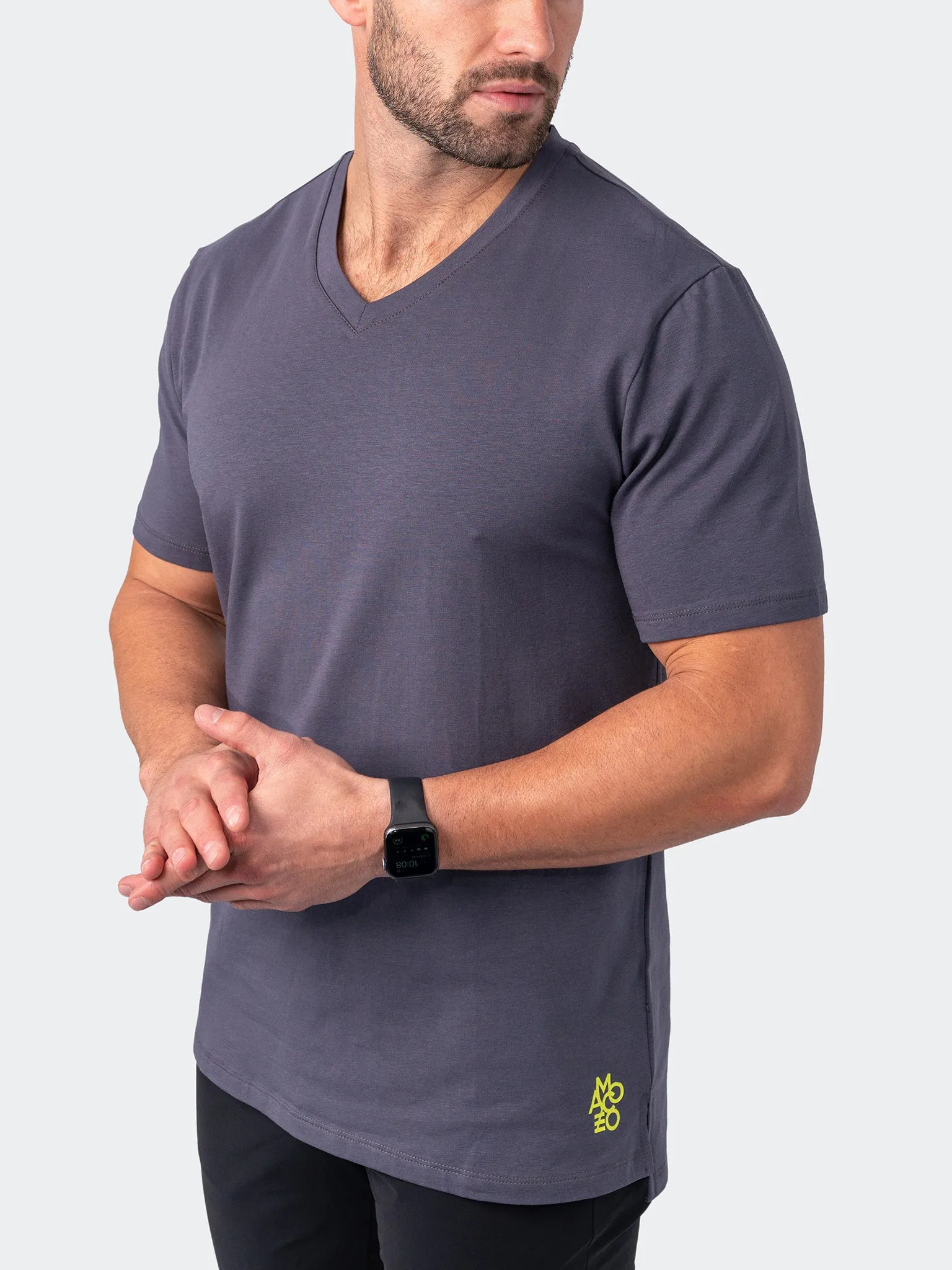 Maceoo Stretch Short-Sleeve Tshirts | V-Neck VivaldiCore Grey