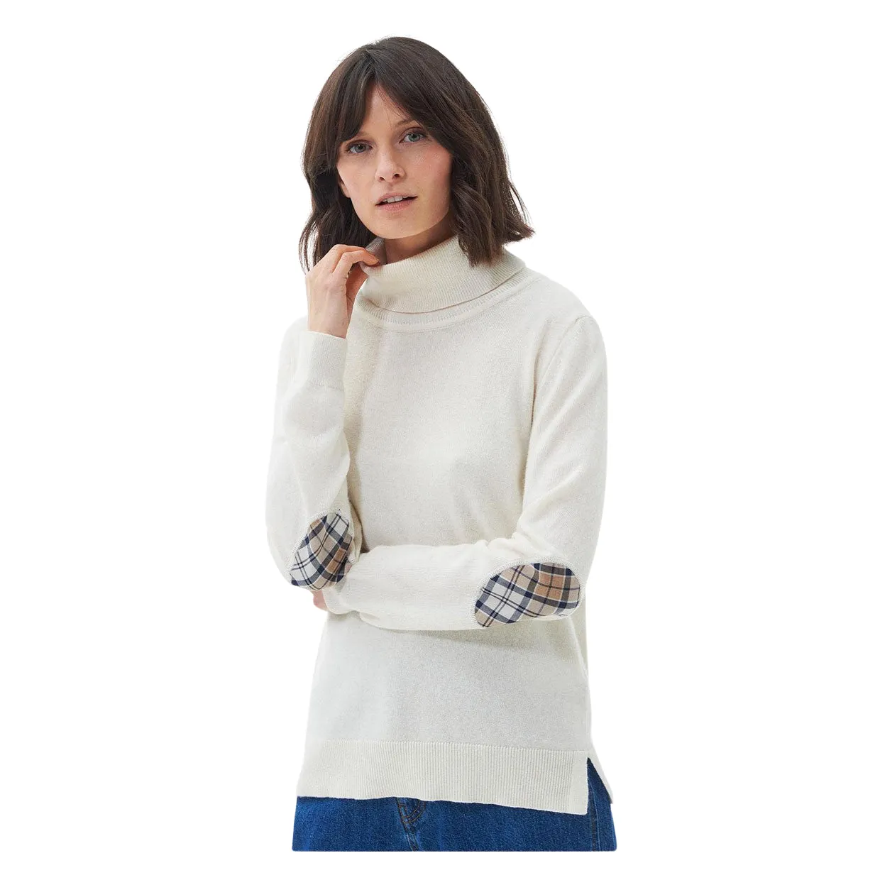 Maglione Donna Barbour Pendle Roll-Neck Bianco Panna