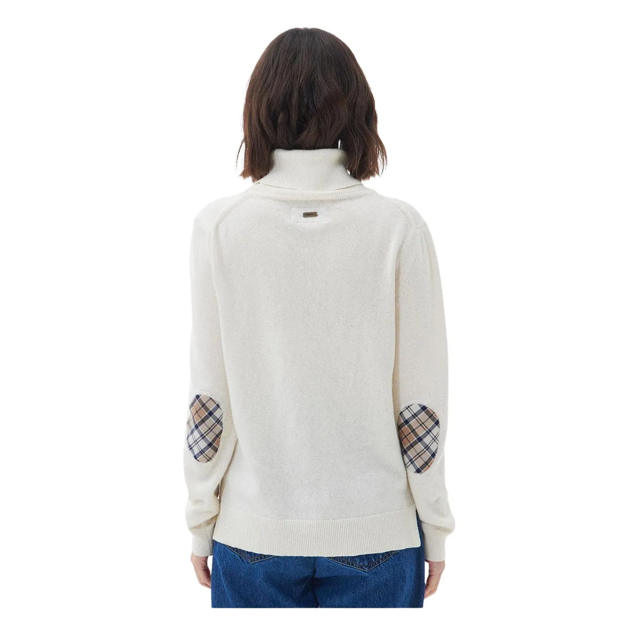 Maglione Donna Barbour Pendle Roll-Neck Bianco Panna