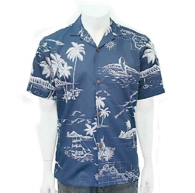 Map of Hawaii Aloha Shirt