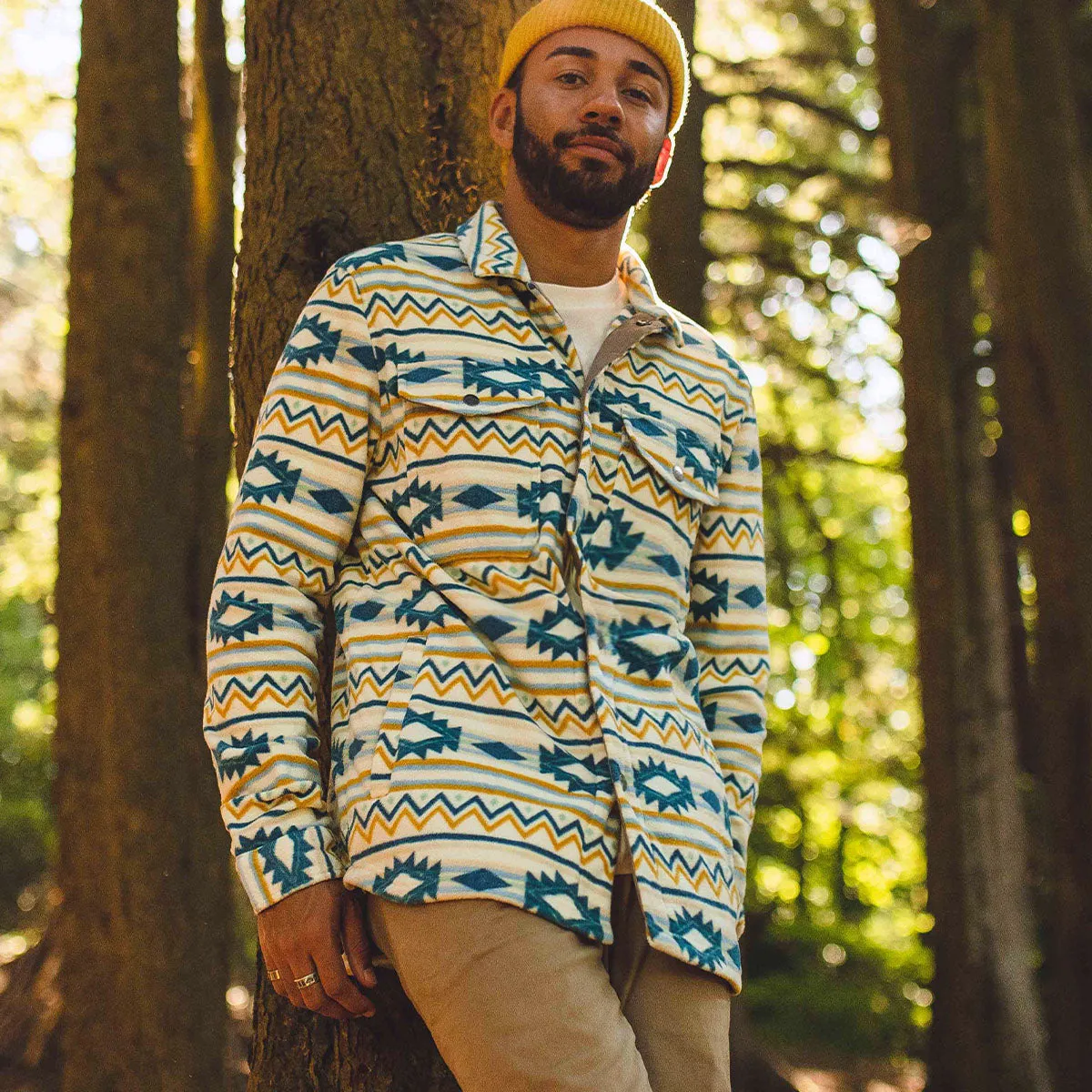 Maple Recycled Polar Fleece Shirt - Birch Pattern