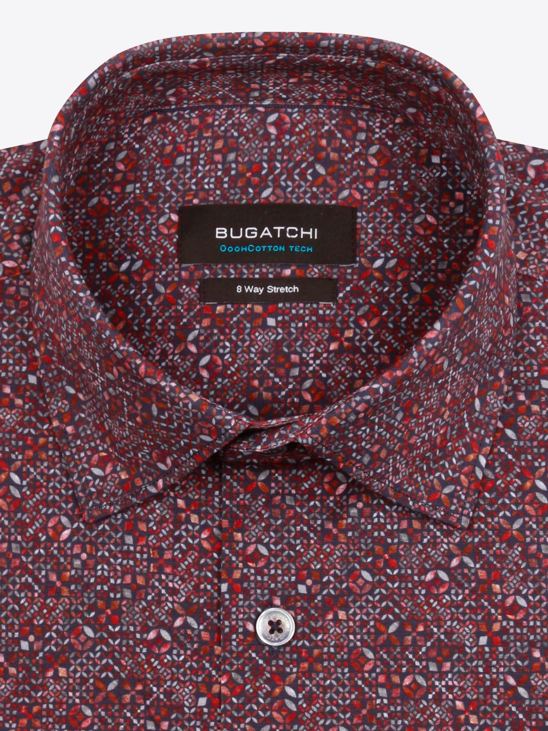 Men's Bugatchi | James Abstract Woven OoohCotton Shirt | Ruby