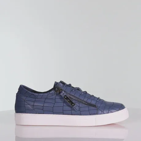 Minx Zip Band Ink Croc Emboss Leather Sneaker