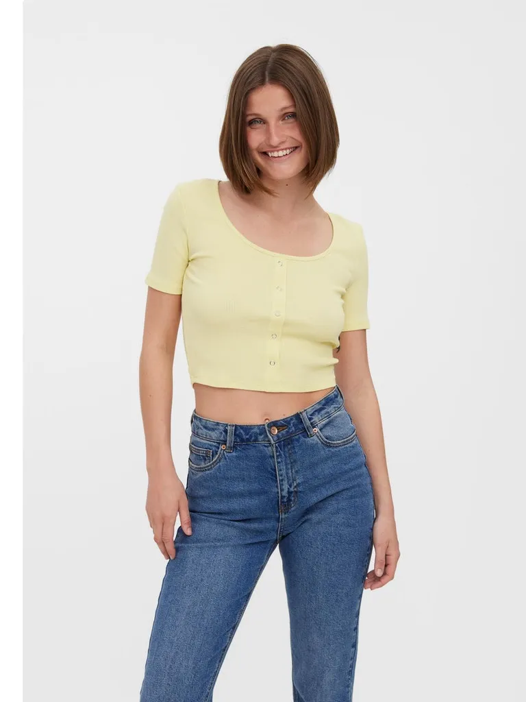 Natasha Button Cotton Crop Top- Colours