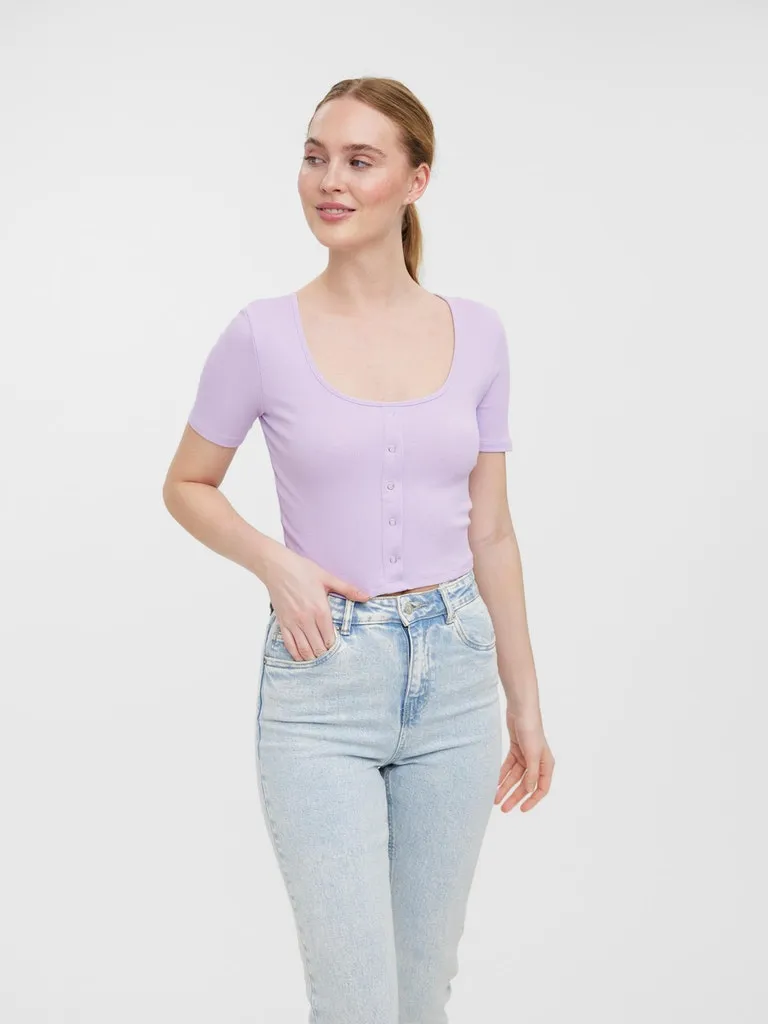 Natasha Button Cotton Crop Top- Colours