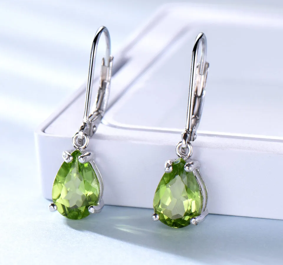 Natural Peridot Gemstone 925 Sterling Silver Stud Earrings