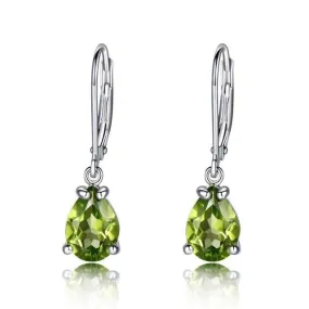 Natural Peridot Gemstone 925 Sterling Silver Stud Earrings