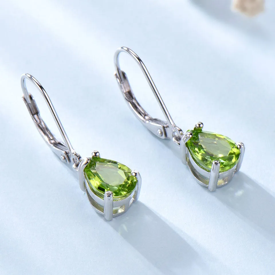 Natural Peridot Gemstone 925 Sterling Silver Stud Earrings