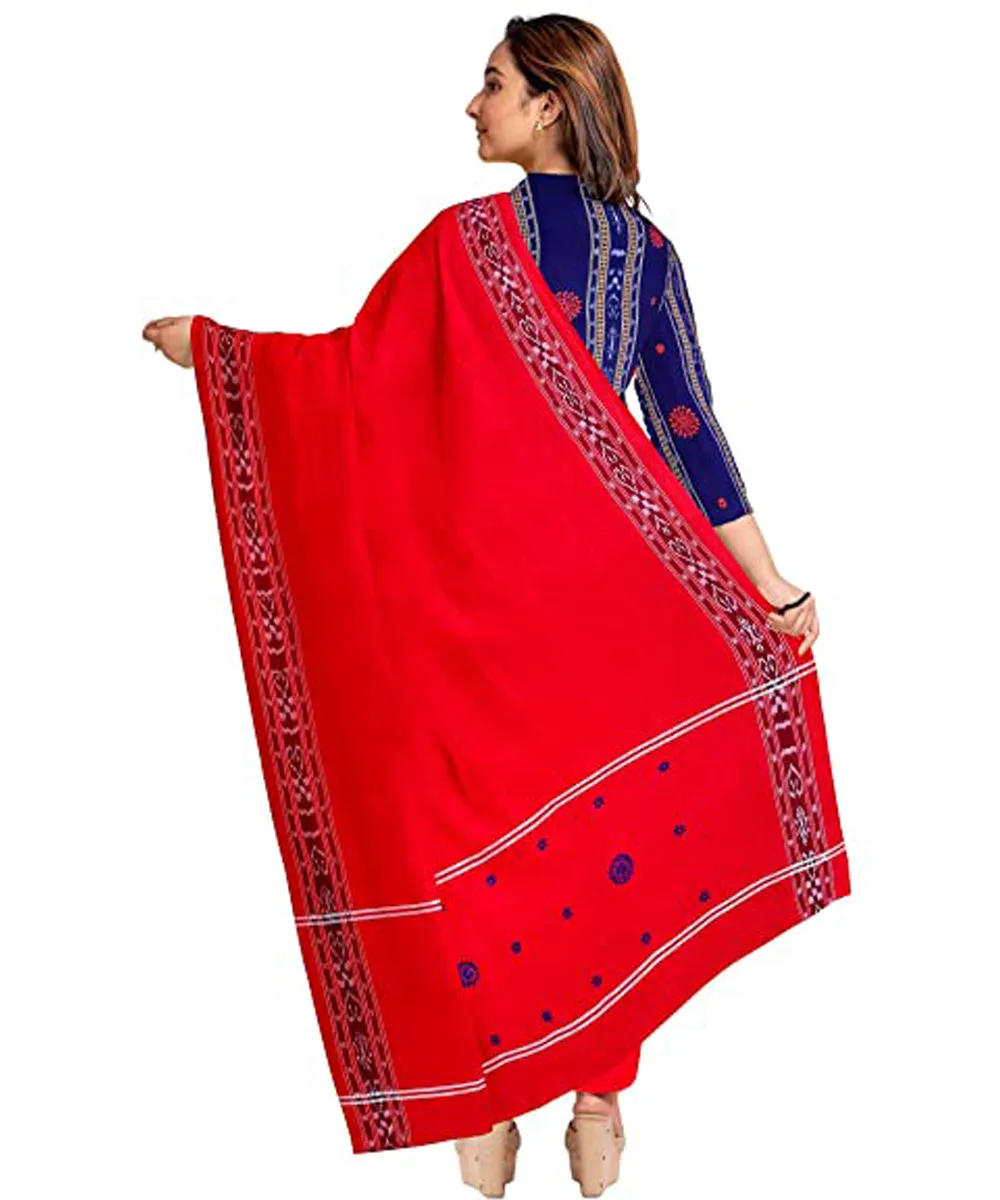 Navy blue red handwoven cotton nuapatna dress material