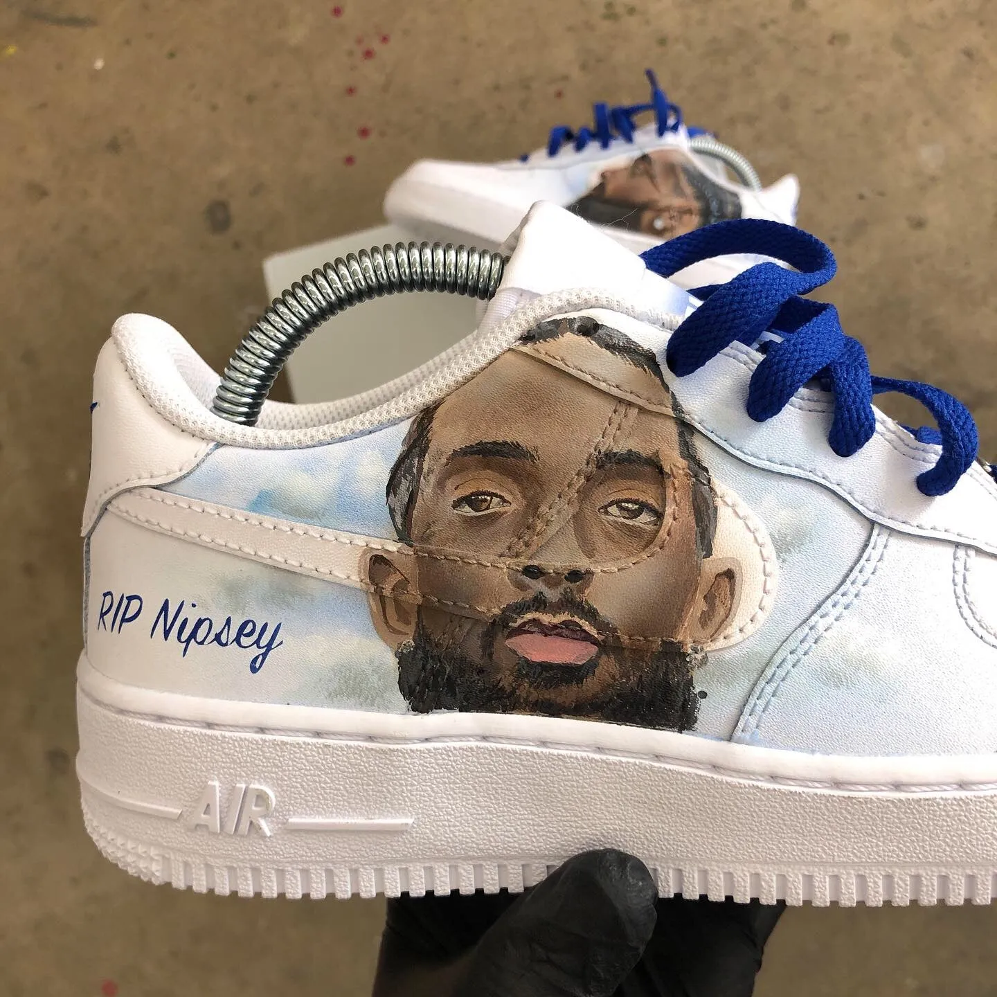 Nike Custom Hand-Painted Nipsey Hussle Tribute Air Force 1s