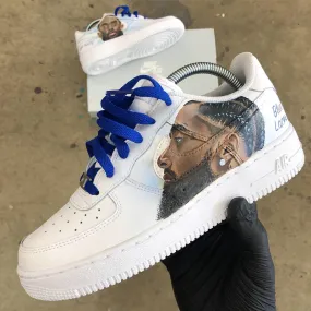 Nike Custom Hand-Painted Nipsey Hussle Tribute Air Force 1s