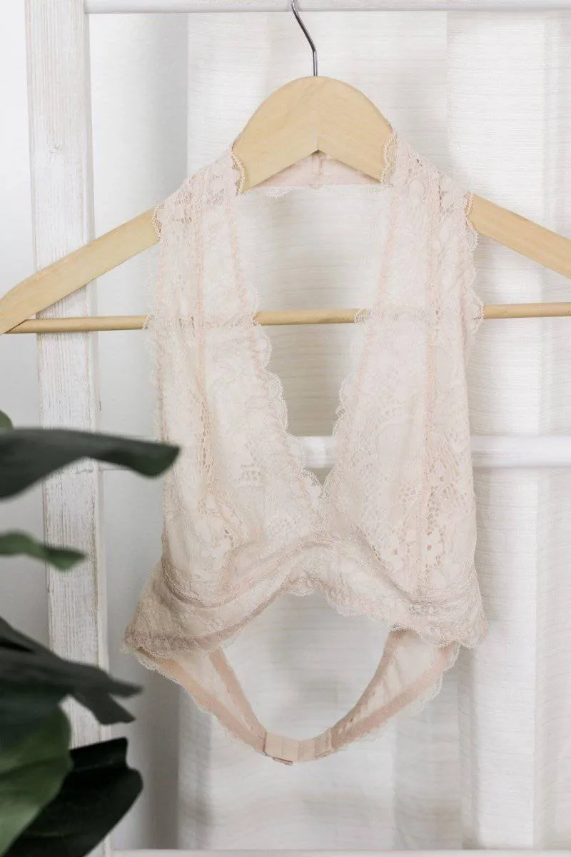 Nude Floral Lace Bralette