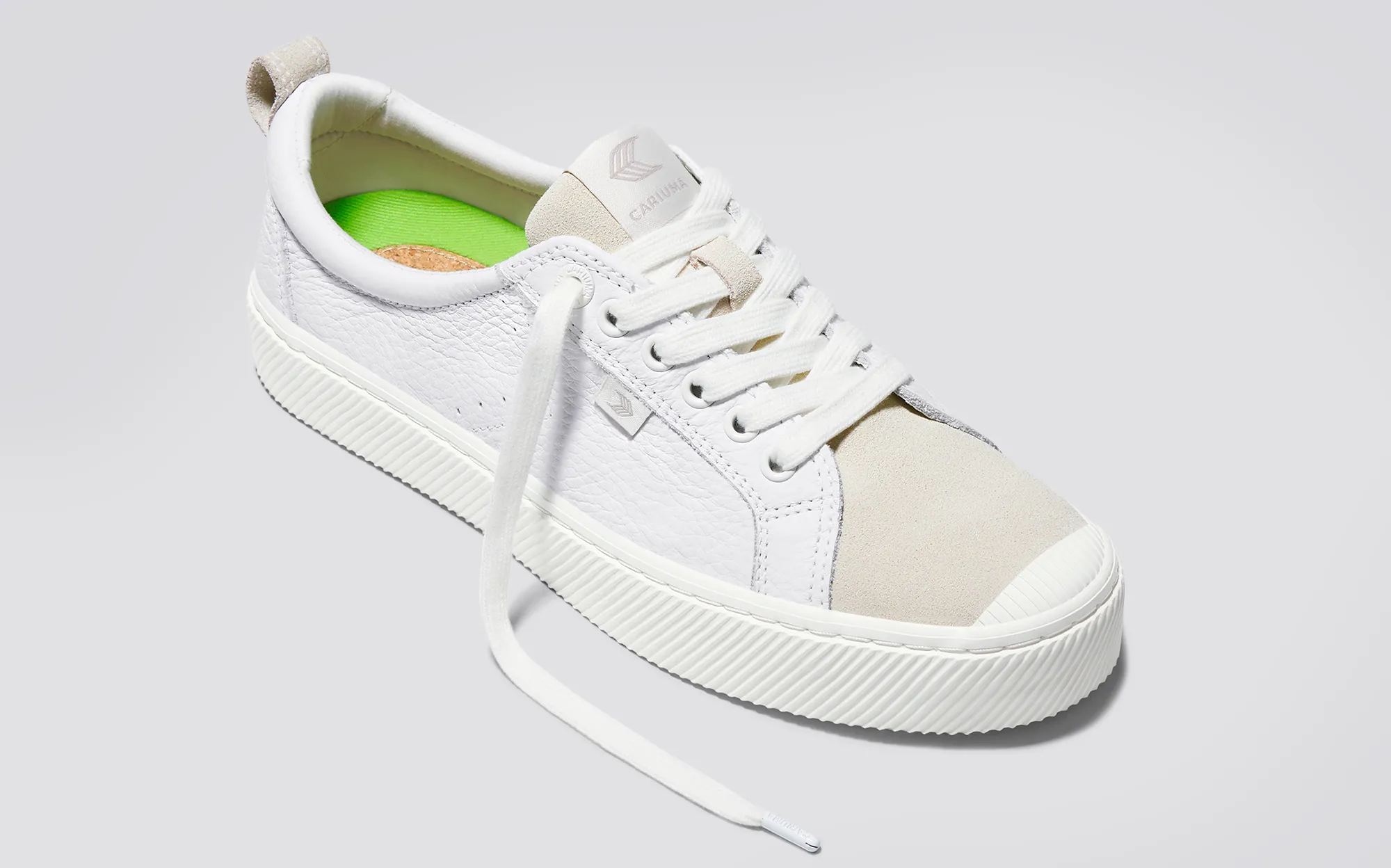 OCA Low White Premium Leather Vintage White Suede Sneaker Women