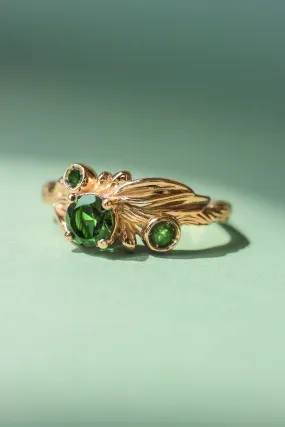 Olive branch ring with green tourmalines / Olivia