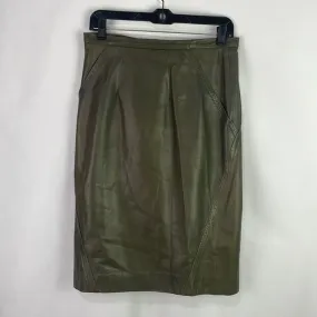 OscarDeLa Renta Olive Lamb Leather Vintage Pencil Skirt