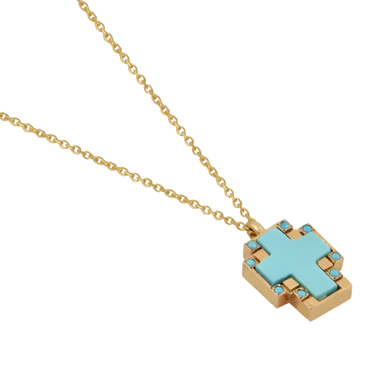 Our Lady in Blue Gold Cross Necklace