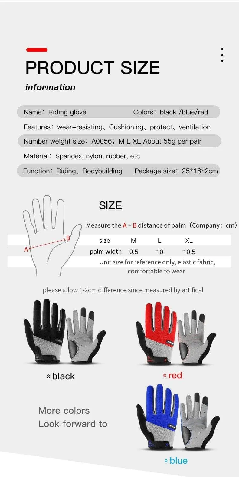 Outdoor Men's Full Finger Cycling Gloves Guantes Ciclismo Road Mountain Bike MTB Gloves Long Finger Bicycle Gloves M L XL