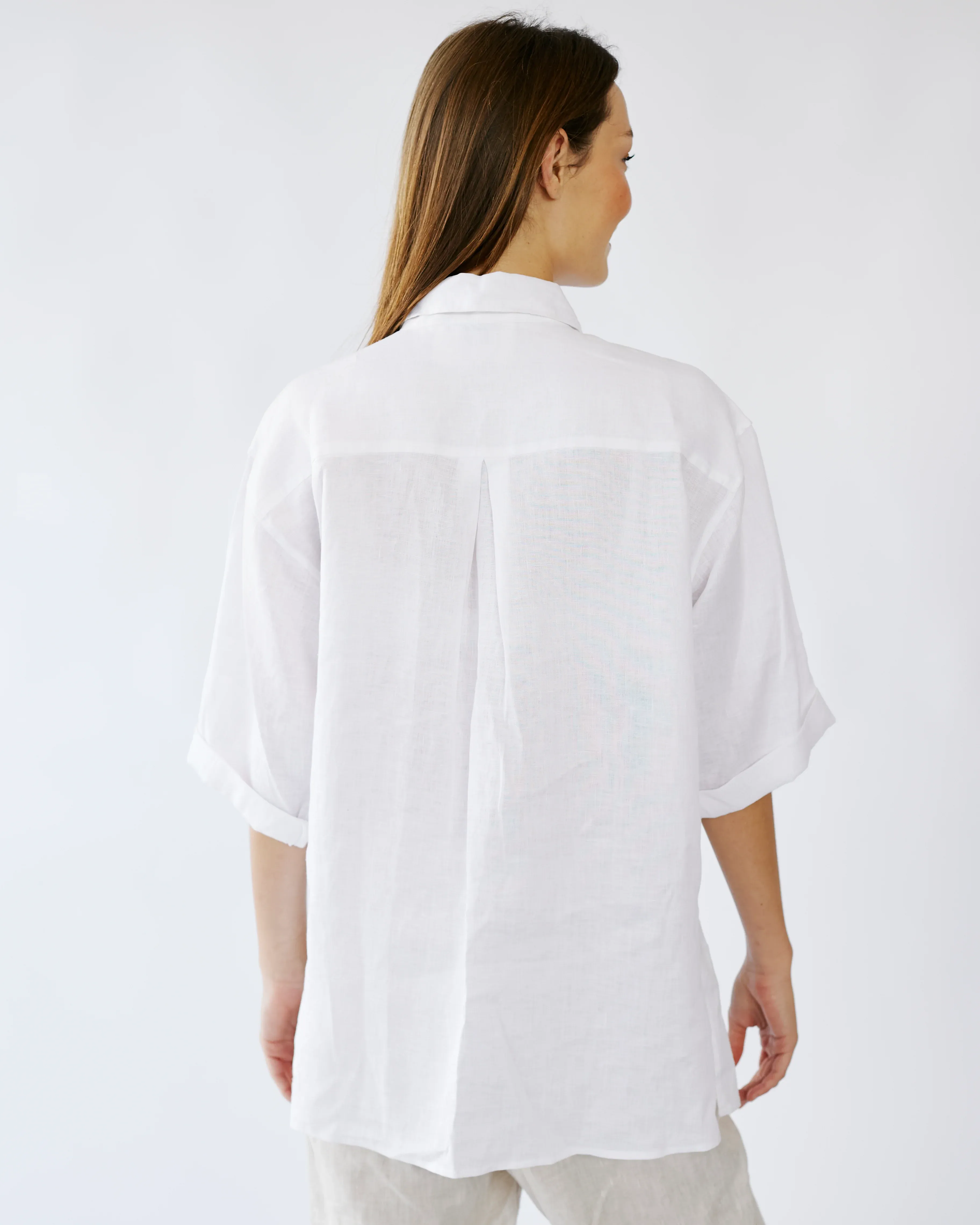 Oversized Linen Shirt in White