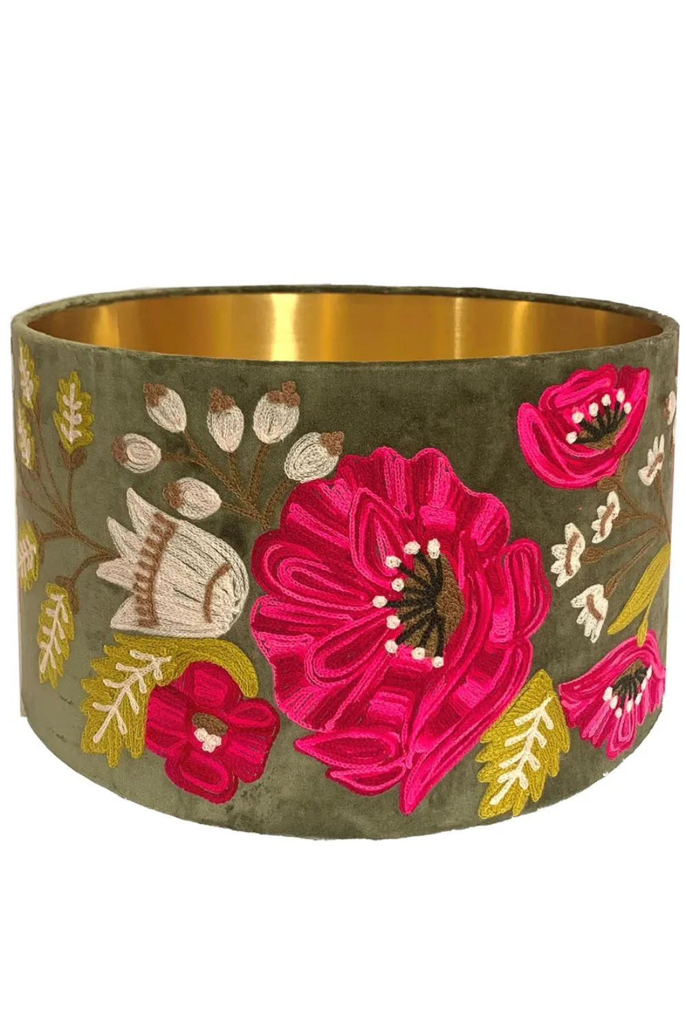 PEONY VELVET LAMPSHADE OLIVE