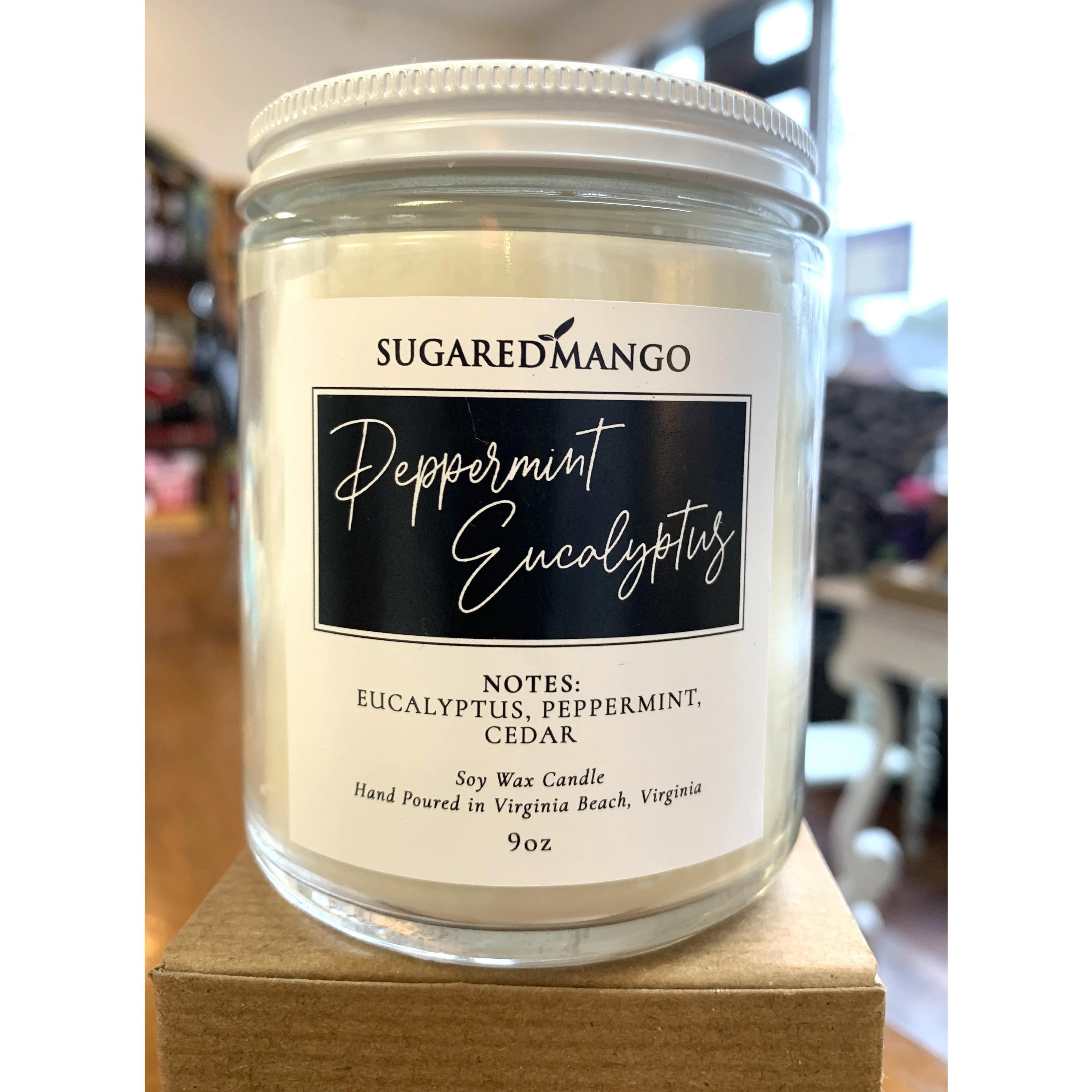 Peppermint Eucalyptus Scented Soy Coconut Candle