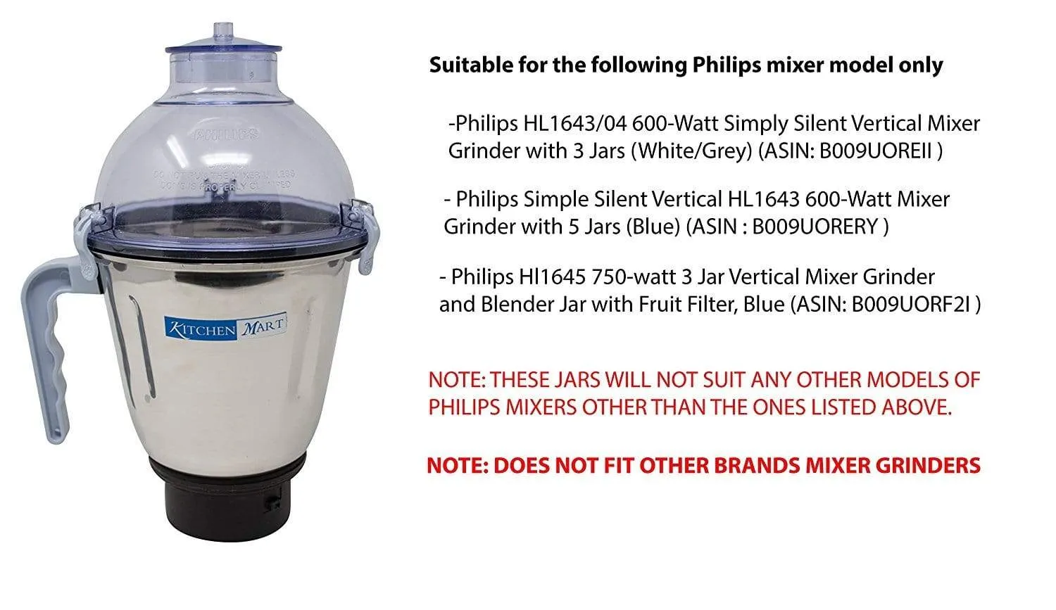 Philips Big Jar Suitable for Philips Mixer Grinder Models: HL1645, HL1643