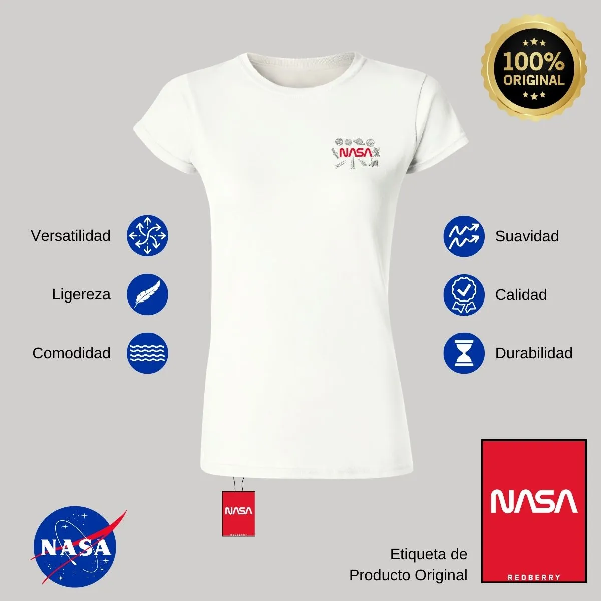 Playera Deportiva Mujer Nasa Espacio Escudo