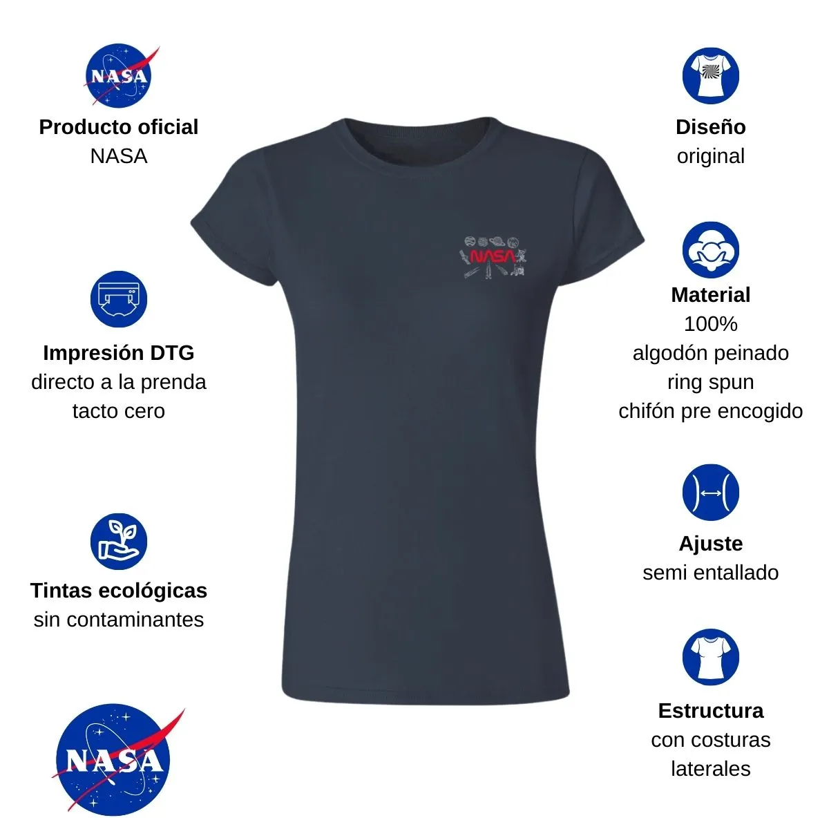 Playera Deportiva Mujer Nasa Espacio Escudo