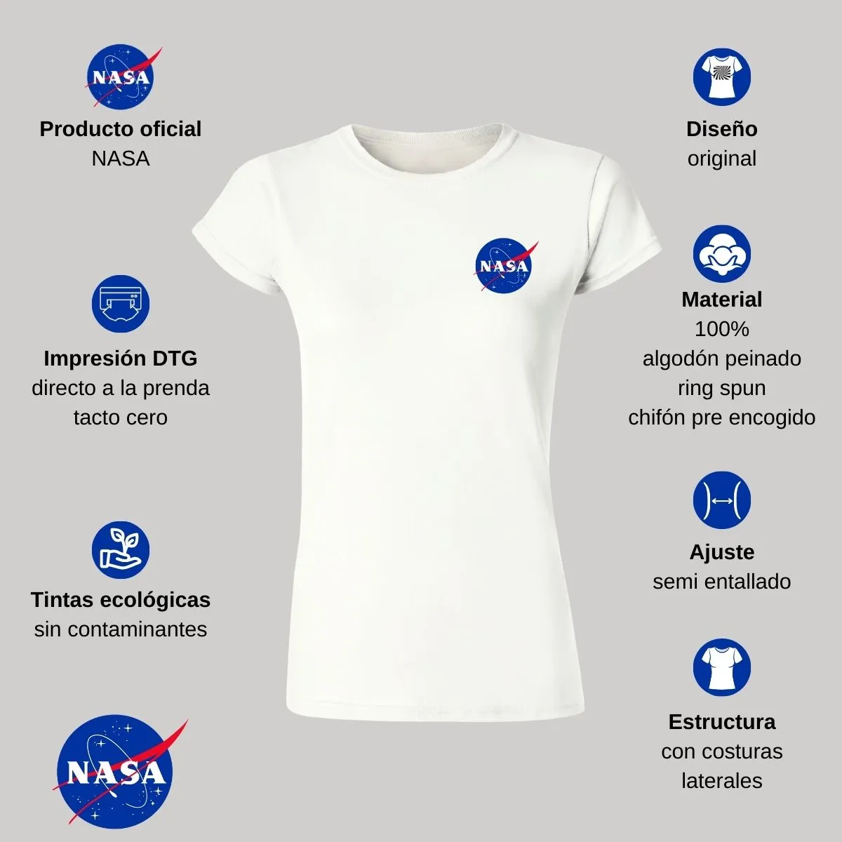 Playera Deportiva Mujer Nasa Logo Espacial Escudo