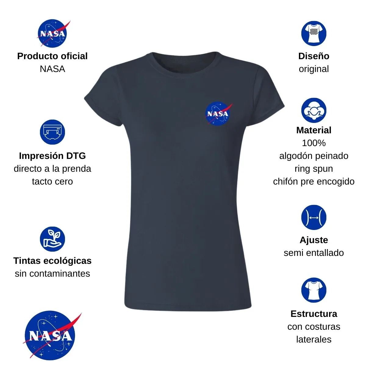 Playera Deportiva Mujer Nasa Logo Espacial Escudo