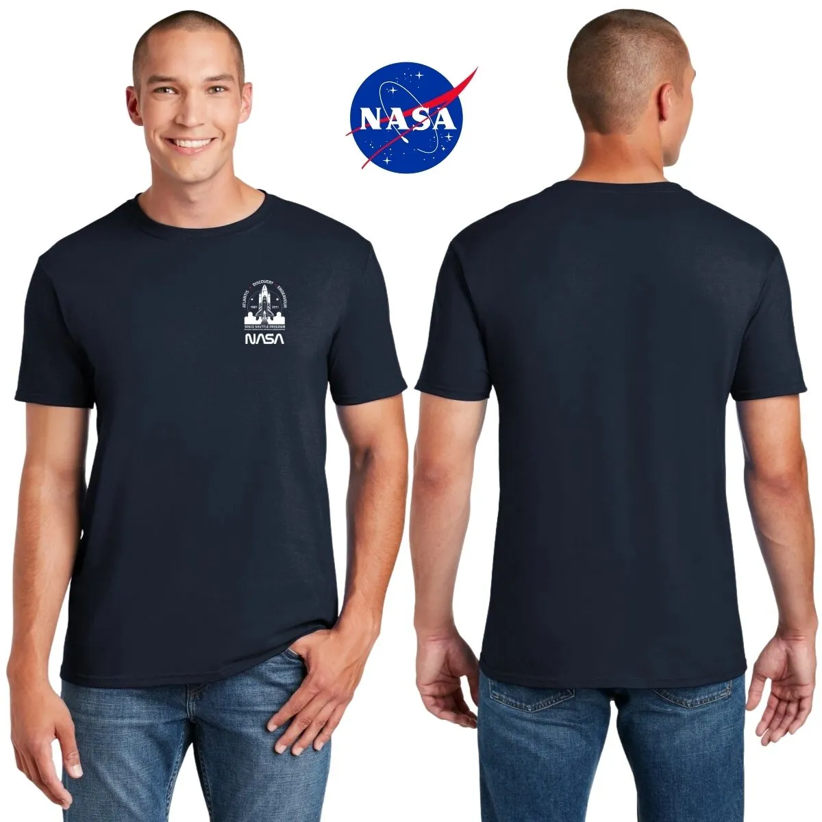 Playera Hombre Nasa Cohete Espacial Escudo