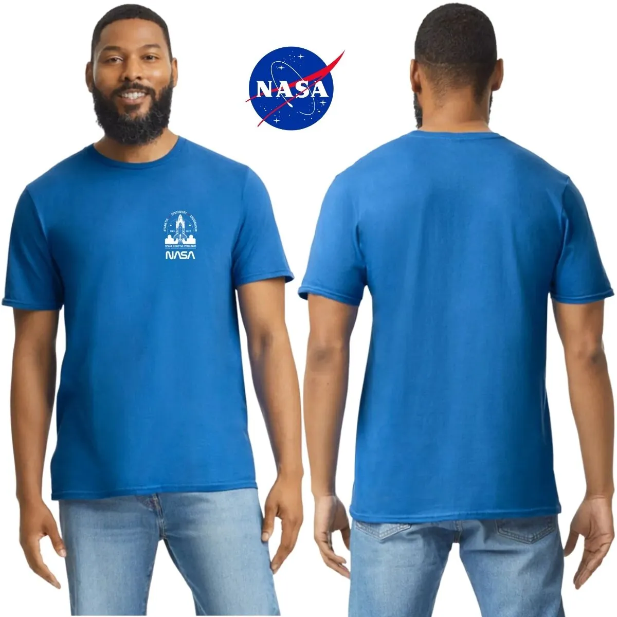 Playera Hombre Nasa Cohete Espacial Escudo