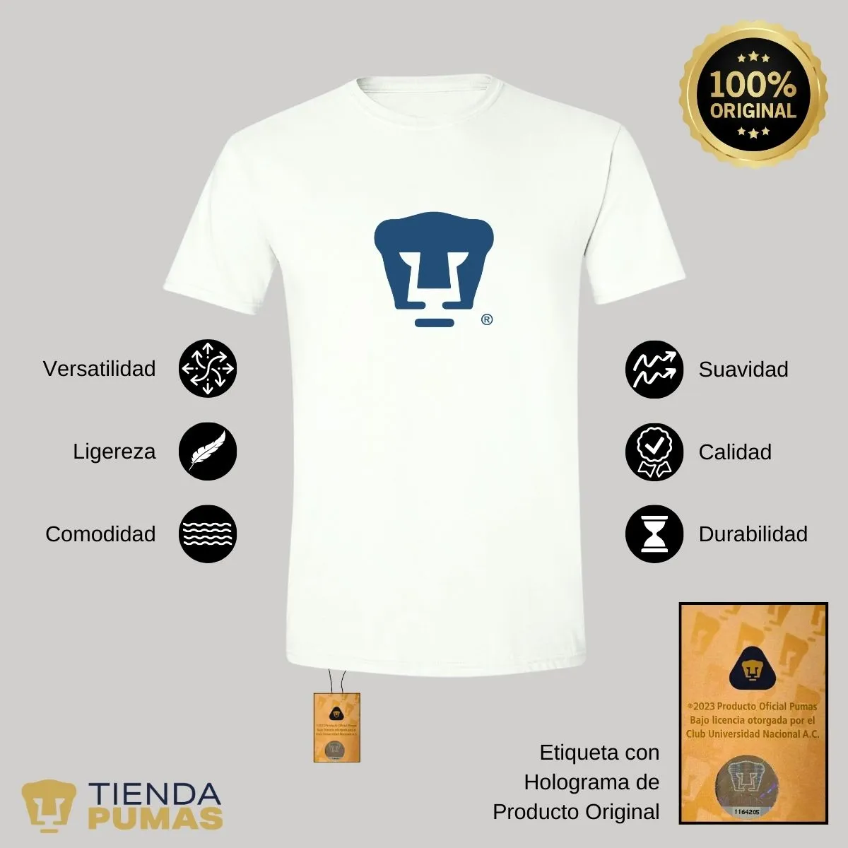 Playera Hombre Pumas UNAM Azul Logo Vinil