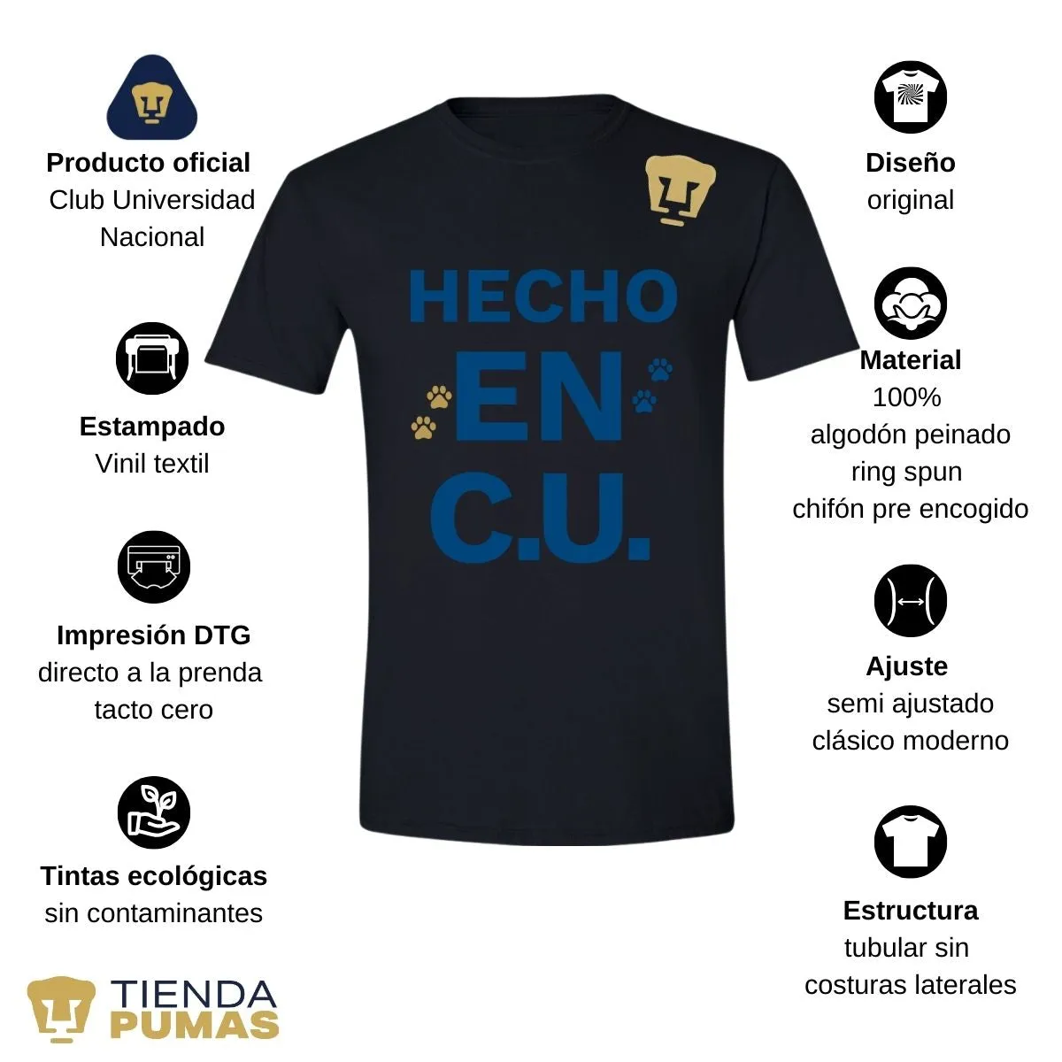 Playera Hombre Pumas UNAM Hecho en C.U.