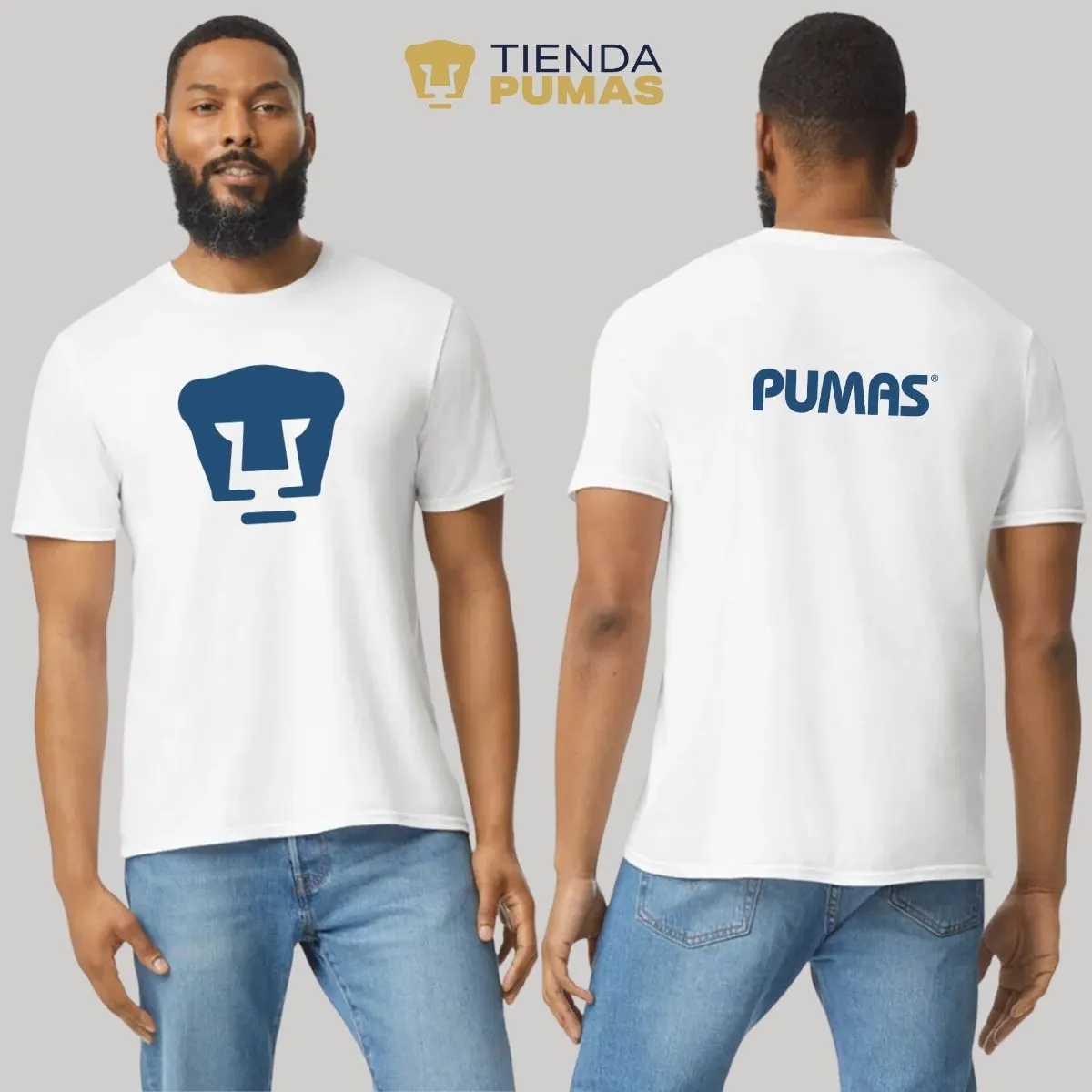 Playera Hombre Pumas UNAM Logo Azul Vinil