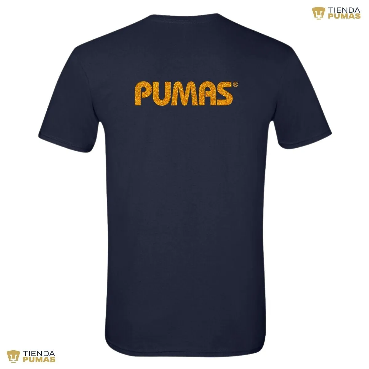 Playera Hombre Pumas UNAM Logo Dorado Glitter