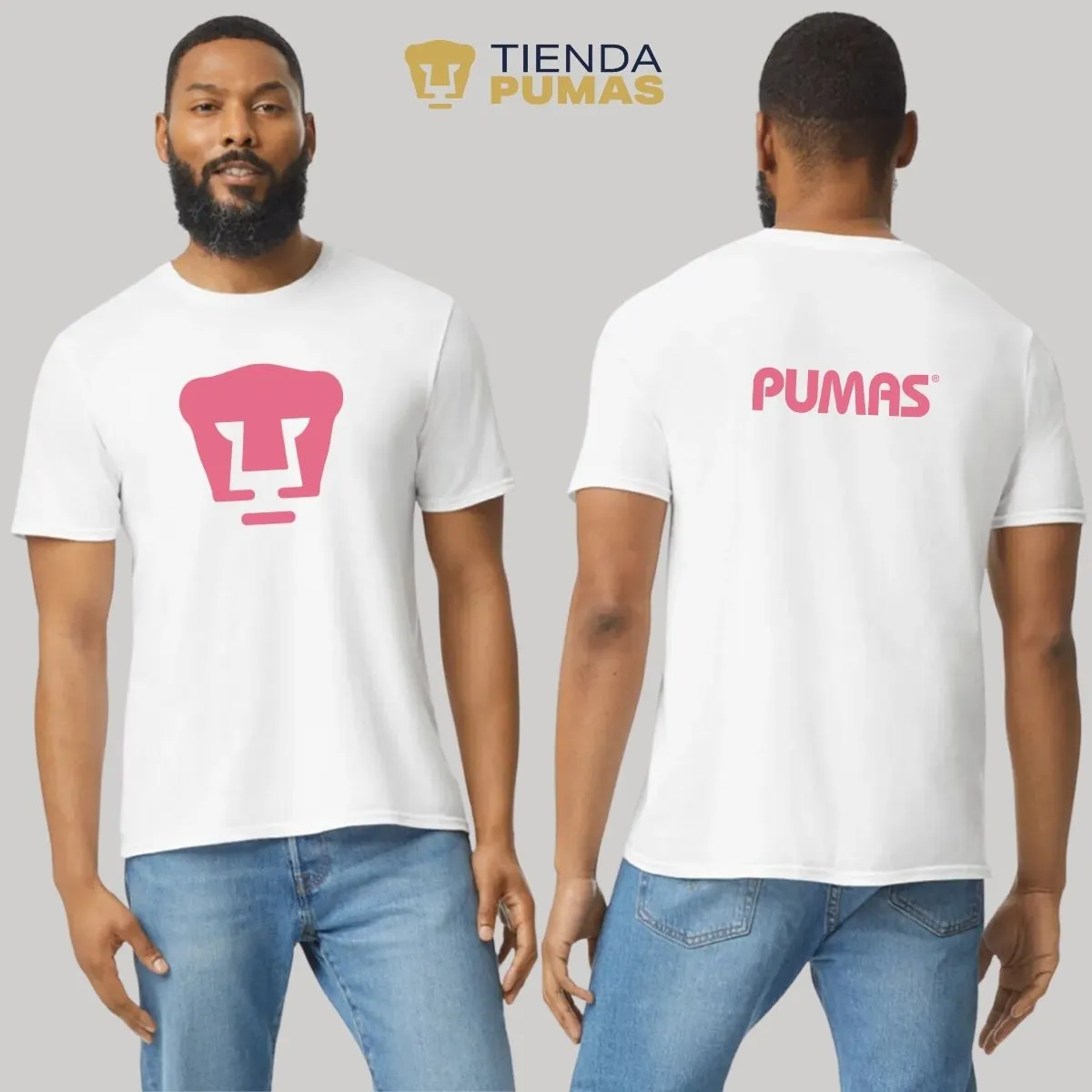 Playera Hombre Pumas UNAM Logo Rosa Vinil