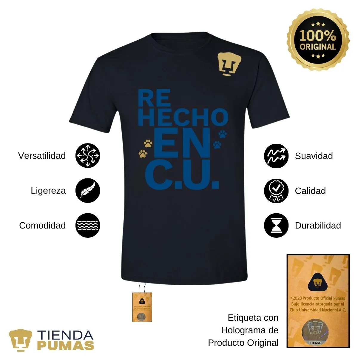 Playera Hombre Pumas UNAM Re Hecho en C.U.