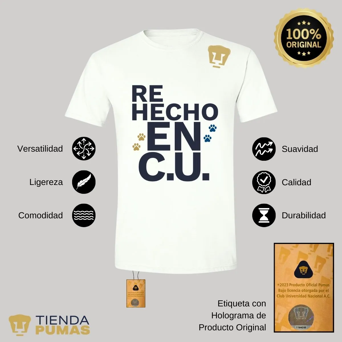 Playera Hombre Pumas UNAM Re Hecho en C.U.