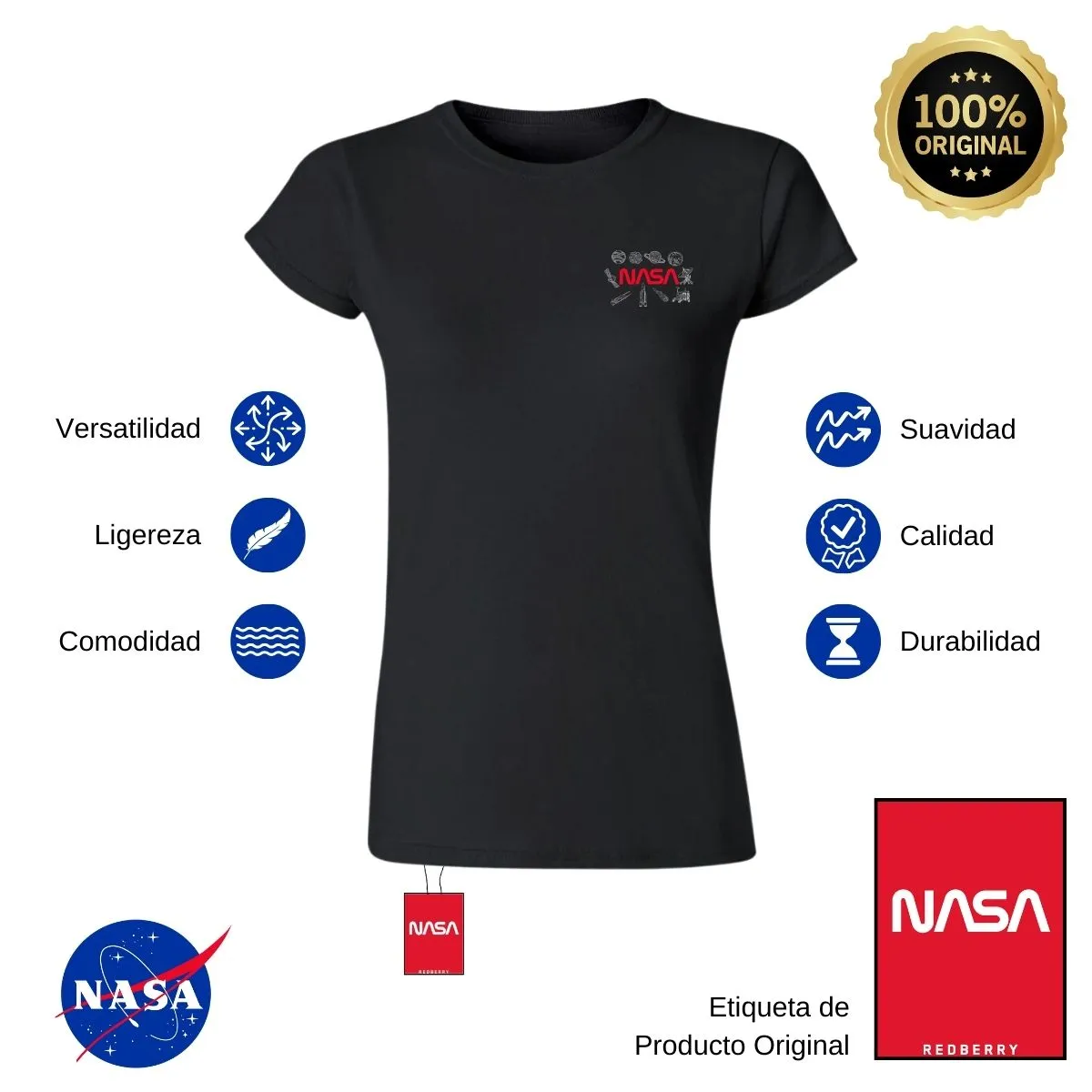 Playera Mujer Nasa Espacio Escudo