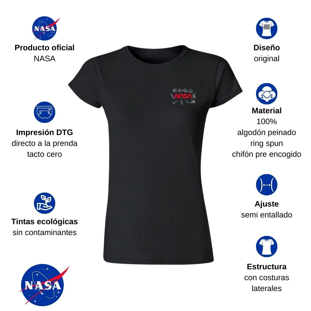 Playera Mujer Nasa Espacio Escudo