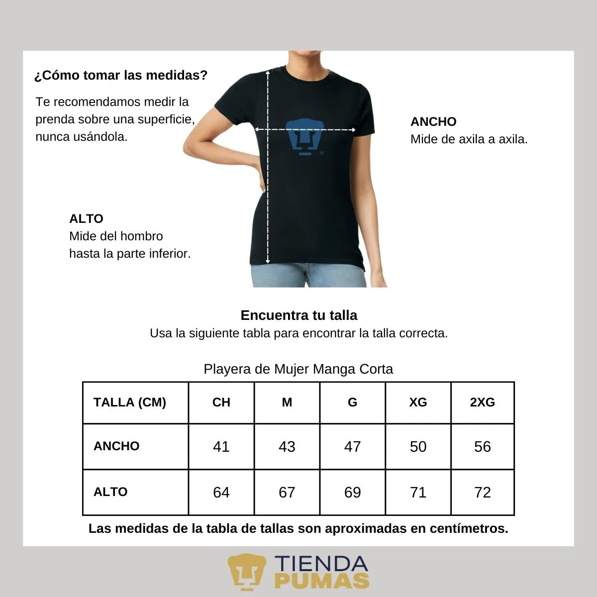 Playera Mujer Pumas UNAM Azul Logo Vinil