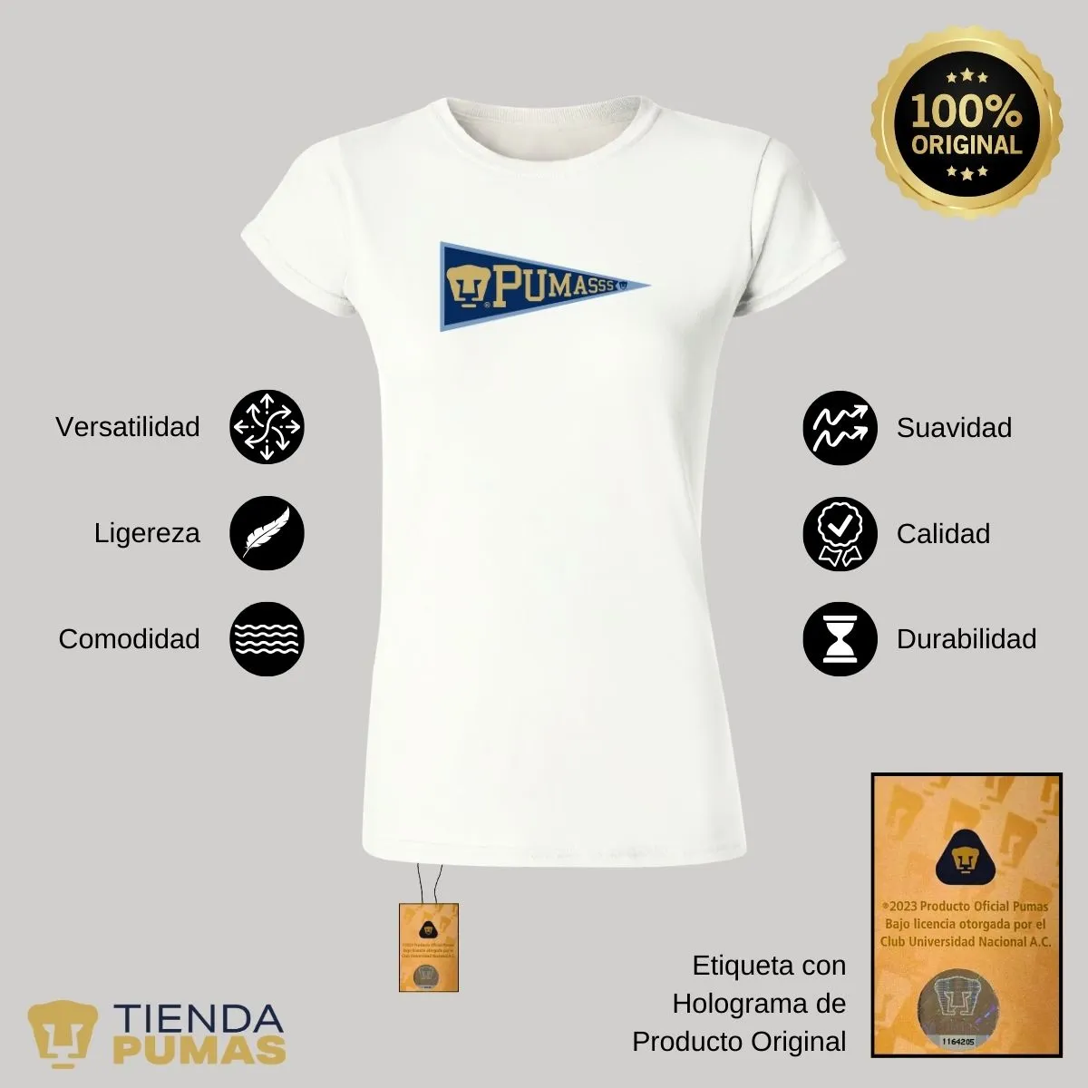 Playera Mujer Pumas UNAM Banderín