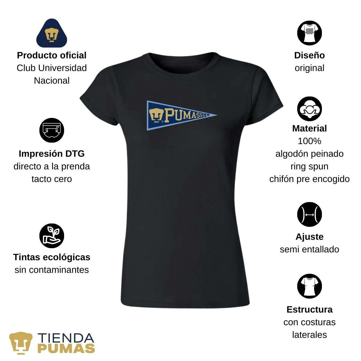 Playera Mujer Pumas UNAM Banderín