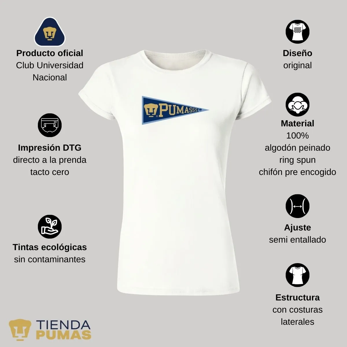 Playera Mujer Pumas UNAM Banderín