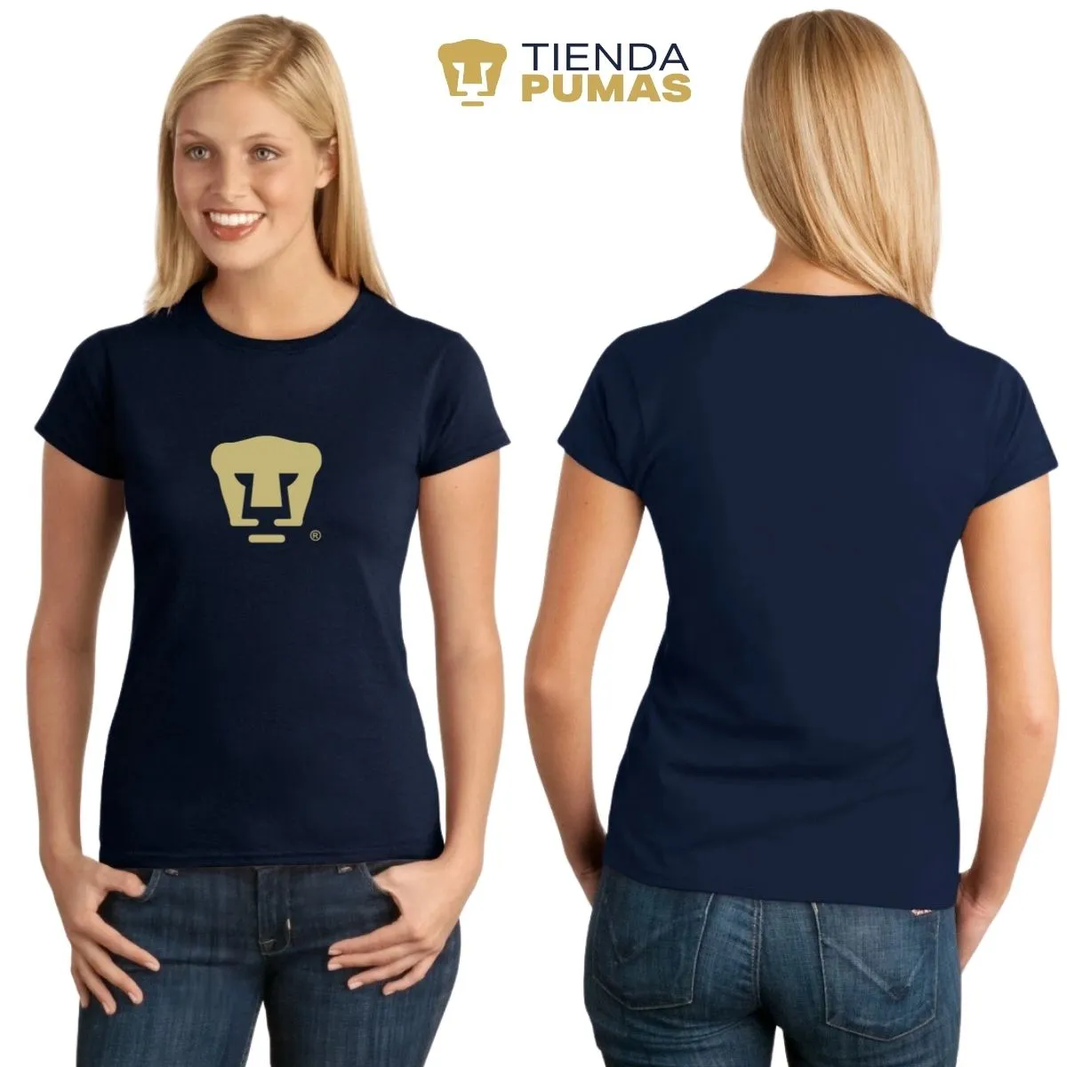 Playera Mujer Pumas UNAM Dorado Logo Vinil