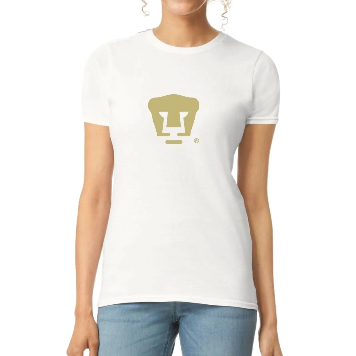 Playera Mujer Pumas UNAM Dorado Logo Vinil