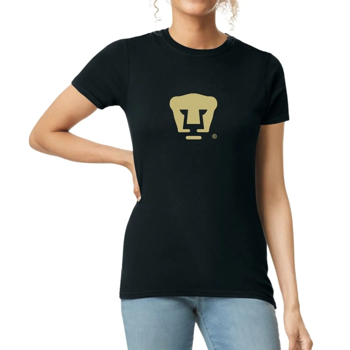 Playera Mujer Pumas UNAM Dorado Logo Vinil