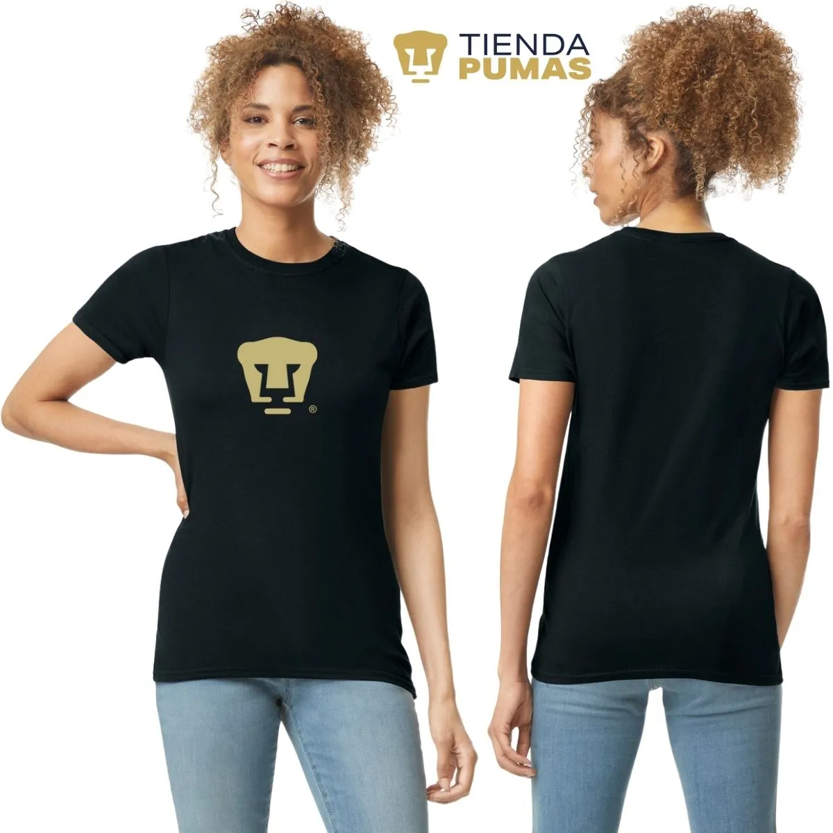 Playera Mujer Pumas UNAM Dorado Logo Vinil