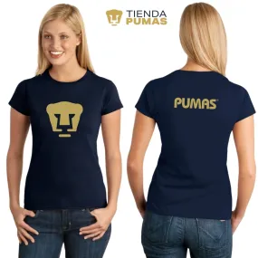 Playera Mujer Pumas UNAM Logo Dorado Vinil